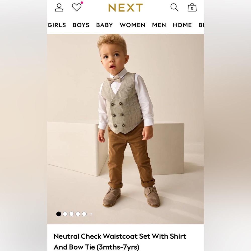 Next Kids' Beige and Brown Waistcoat Set